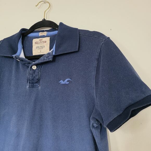 Vintage Y2K Hollister Shirt Men L Blue Ombre Embroidered Logo Tee Surf Skater - Picture 2 of 8